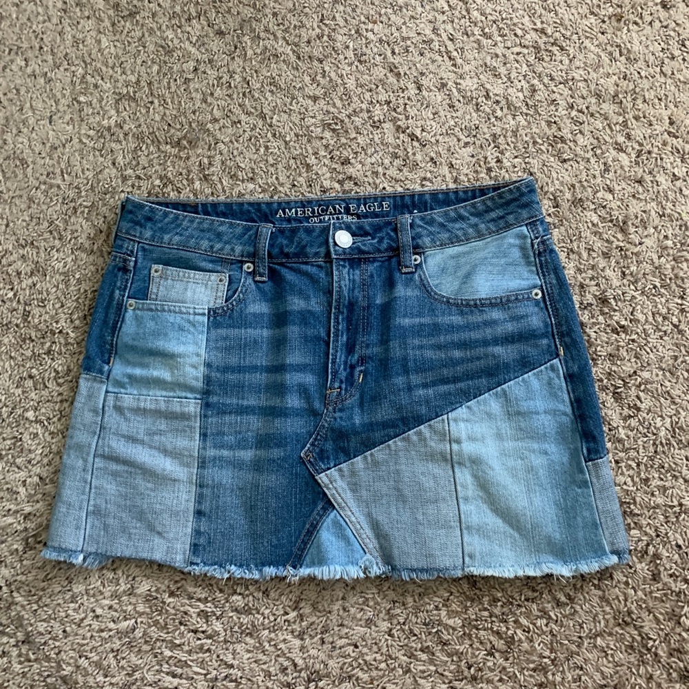 American eagle patchwork denim skirt